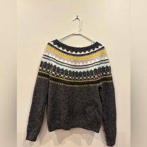 Gap Charcoal with Light Color Patterned Sweater Size L Gray